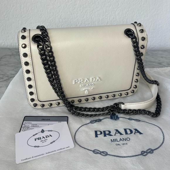 Prada Pattina Shoulder Bag in White